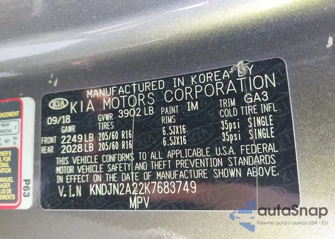 2019 Kia Soul z USA, uszkodzony, nr VIN KNDJN2A22K7683749